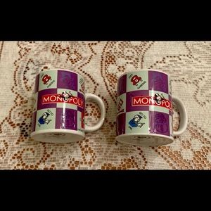 Hasbro Purple/Mint Checkered Monopoly Mugs (2)